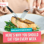 Mummy eating a fish dish